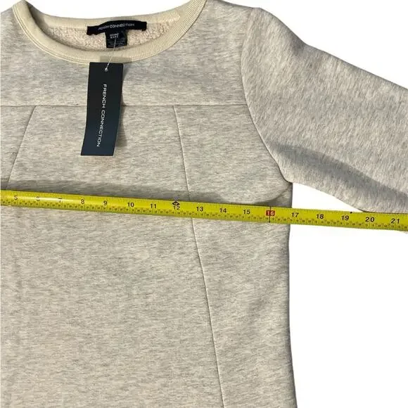 French Connection Women’s Grey Long Sleeve Crew Neck Sherpa Sweater Dress Sz 2 - Picture 4 of 8